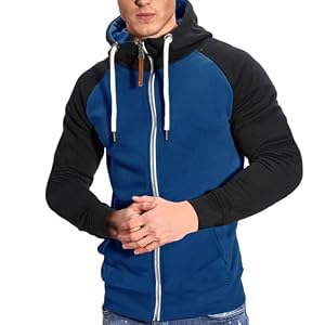 Sweats à capuche pour homme | Cordon de serrage Fitness Sportswear Athletic Workout Sweat à capuche zippé Sweat à capuche léger Sport Hoodies Patchwork Manches longues Manteau avec capuche Casual Mode
