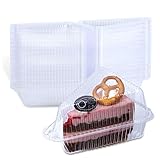AQSXO 50 Pcs Transparent Cake Slice Plastic Containers with Lids 4 Inches Hinged Lid Cheese cake Container...