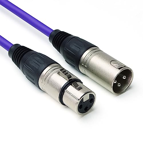 Câble microphone XLR mâle femelle long cordon audio violet 10m