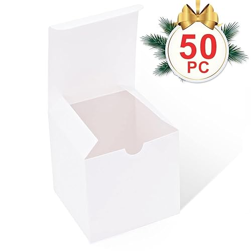 Vista 56 de MESHA Cajas de regalo pequeñas blancas de 4 x 4 x 4 pulgadas, paquete de 100 unidades, caja de regalo con tapas para regalos de dama de honor