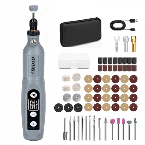 Mini herramienta giratoria inalámbrica, 5 velocidades, 3.7 V, recargable por USB, 3000-15000r/min, 68 accesorios, kit de herramientas giratorias multipotencia, multiherramienta para grabar, lijar