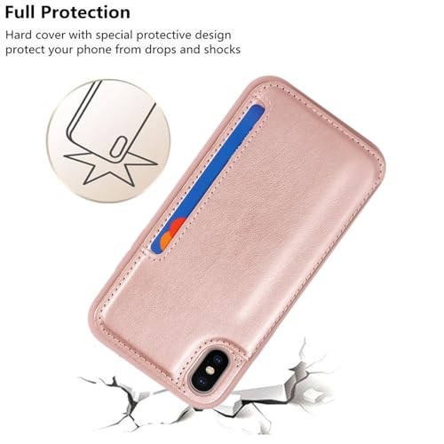 iCoverCase Compatible with iPhone X/XS Case with Card Holder, Wallet Phone Case for Women Men RFID Blocking PU Leather Protective Case 5.8 Inch (Rose Gold) by iCoverCase - Image 7