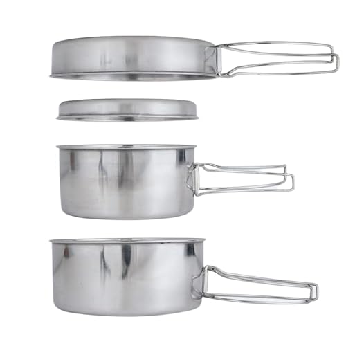 Begrit Backpacking Camping Cookware Mini Picnic Camping Cooking Mess Kit With Pot And Pan Set For Hiking 4Pcs Set #TOP13