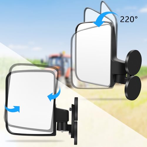 Unviersal Magnetic Tractor Mirrors,Tewgug Strong Magnetic Side Mirrors for Tractor Forklift Dozer Lawn mower Golf Cart Compatible with Kubota BX John Deere kioti Mahindra - Thumbnail 4