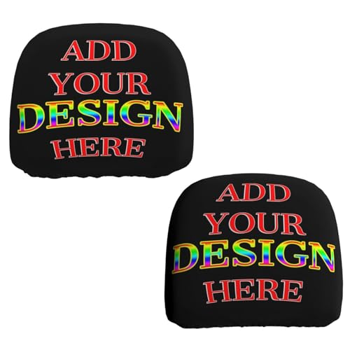 Personalized Car Headrest Cover with Logo Customize Headrest Covers for Car Soft Breathable Car Headrest Fit for Most Cars Sedan Van Vehicles