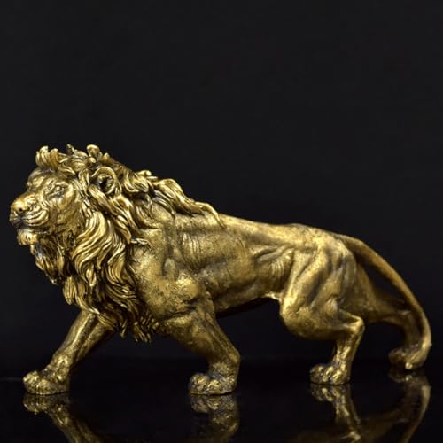 Statue lionceau en résine dorée Housoutil pour la déco de table