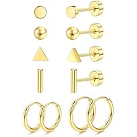 JeweBella 6 Pares Pequeños Pendientes Titanio para Mujeres y
