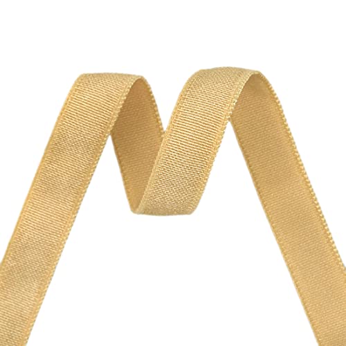 Bristlegrass Old Gold 5 Yard 3/8" Elastic Bands For Wig Sewing Trim Satin Band Fold Over Elastic Baby Headband Hair Tie Bra Strap Dress (5Y 3/8" Old Gold) #TOP2