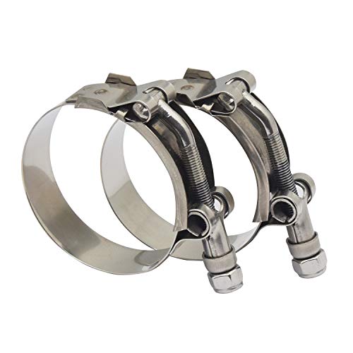 2.25" T Bolt Hose Clamp Stainless Steel - Working Range 61mm - 69mm for 2.25" I.D. Hose with 3mm - 6mm Wall Thickness, Roadformer T-bolt Clamps Featured to Provide Reliable Sealing Force, 2 Pack by ROADFORMER - Used condition - US$16.67