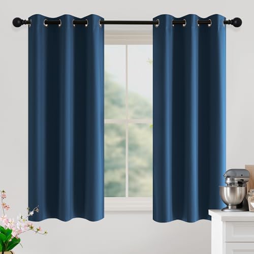 Image of NICETOWN Morrocan Blue Room Darkening Curtains 54 Inches Long 2 Panels for Living Room, Bedroom, Nursery Summer Thermal Insulated Blackout Drapes Grommet Noise Reducing Window Curtains, W40