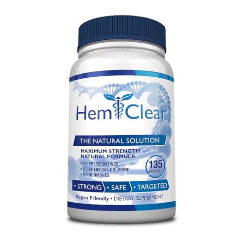 Hemclear for Hemorrhoids - Vegan Formula for Hemorrhoid Relief & Vascular Health - Maximum Strength - 1 Bottle - 135 Capsules