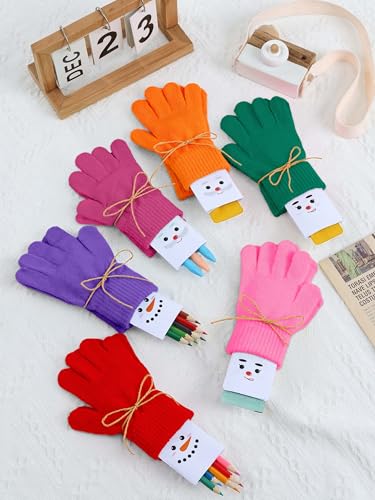 Image of Cooraby 12 Pairs Kid's Winter Magic Gloves Children Stretchy Warm Magic Gloves Boys or Girls Knit Gloves for 6-12 Years