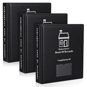 3 Pcs Homeowner Book of Records Binder Closing for Home Buyer, Black
