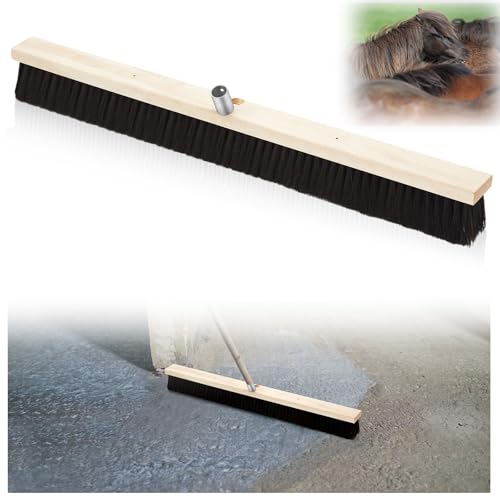 Yiyiring 36 Inch Horsehair Concrete Broom Finishing Tools Multi-Purpose Floor Brush with Handle Socket for Fine Sweep Cleaning Concrete and Wooden Floors