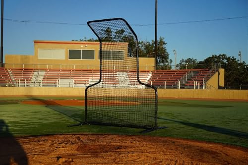 HOOPSKING Varsity Double L-Screen W/Head Protector - Pitcher's Protective L-Screen for Baseball Softball Batting Practice and Live BP