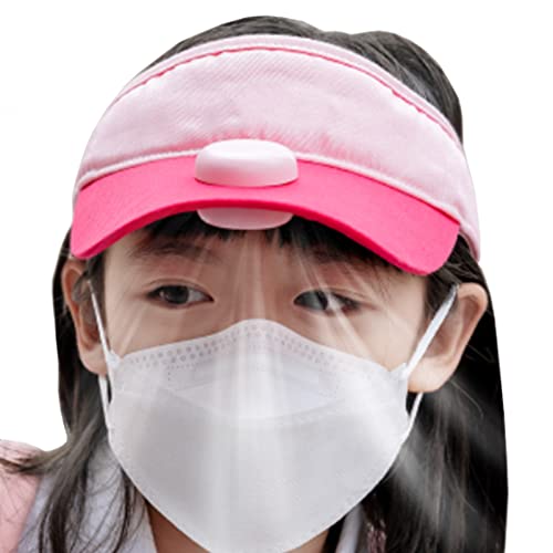 KUMADAI Visera Niño con Ventilador Sin Aspas Gorra Proteccion Solar Transpirable de Verano Ventilador Portatil Silencioso de Manos Libres Gorra Visera de Protección UV,Rosado Cover