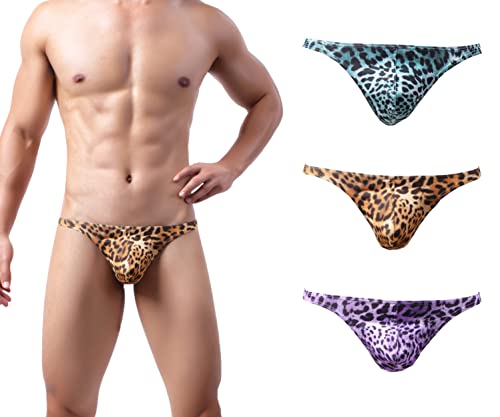 Men's Leopard Thong Fashion G-String Low Rise Bikini Briefs Underwear2