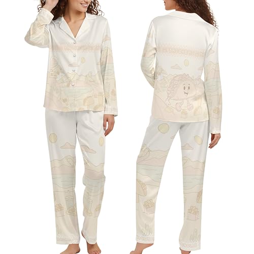 Image of Pajamas Set For Women - Cozy Loungewear Long Sleeve Top and Pants Sleepwear