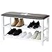 Produktbild Love IT Store IT Schuhregal mit Sitzbank - Schmale Schuhbank mit 2 Ablagen- Bequem und sehr stabil - Grau/weiß mit Stern - 80x30x48 cm