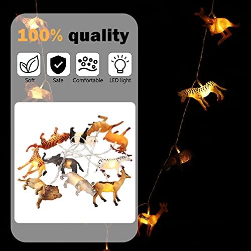 SOLUSTRE Animal Shaped LED String Light Safari Jungle Animal Night Lamp Battery Powered Fairy Light for Indoor Outdoor Forest Theme Party Favors