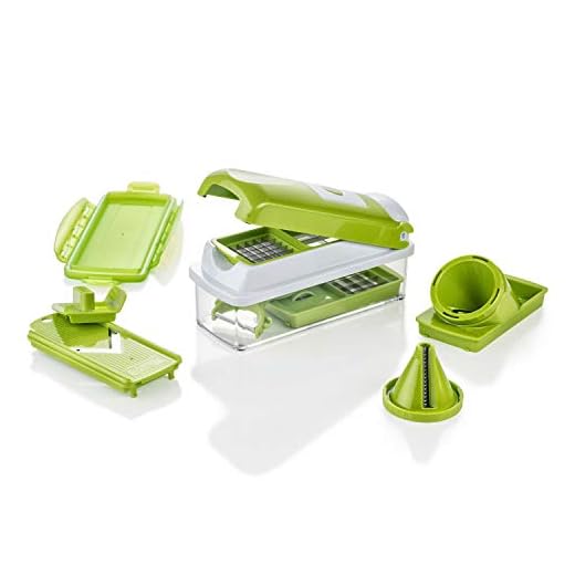 Genius Nicer Dicer Smart | 12 delar | Skärning | gnidning | Julienne | Spiraler | Hobeln | Söttbitar | Frukt- och grönsaksskärare | Känd från TV | NY