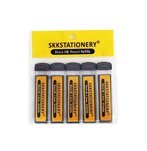 SKKSTATIONERY 165 Pcs 1.3mm HB Mechanical Pencil Lead Refills, 5 Tubes, 33 Pcs/tube.