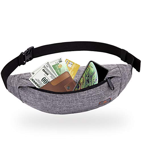 LEBEXY Bauchtasche Herren | Gürteltasche Damen | Hüfttasche | Brusttasche | Wasserdicht Laufgürtel | Handytasche Sport Geldgürtel Grau