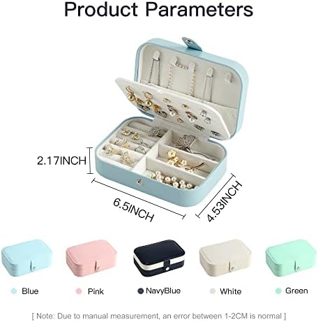 Larlary Jewellery Box,Jewelry Boxes, Travel Jewellery Box, Women's Jewelry Boxes, jewelry storage boxes for rings, earrings, necklaces and bracelets (Light Blue)