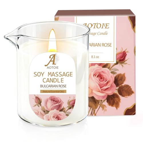 Massagekerze für Paare Sensuelle Massage kerzen mit Rosen Duft 240ml Geschenk für Frauen Valentinstag Niedrige Temperatur für Erotische Massage kerze und Home SPA- Mit Natürlichen Inhaltsstoffe