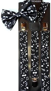 Music Notes Unisex Adult Fashion Suspenders Bow Tie Combo