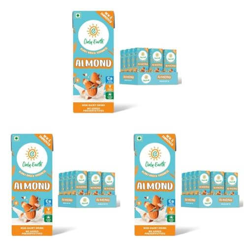 Image of Only Earth Almond Drink Unsweetened Lactose-Free Preservatives Free Contains Vitamin D,E,B1,B2 & B12 | Plant-Based Alternative | Barista Edition 180 ML (Pack 12) (Pack of 3)