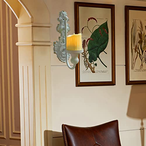 Wall Sconce Candle Holder, Metal Wall Mounted Candle Sconces, Iron Wall Pillar Candle Sconce For Room, Hallway, Entryway, Bathroom, 2 Pack  (Classic White) #TOP5