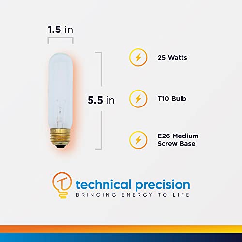 25W 120V Tubular Light Bulb Replacement For Light Bulb/Lamp Lr58060 T10 Bulb By Technical Precision - Curio Cabinet Light Bulb - E26 Medium Screw Base - 900 Hours Rated Life - Tuff Coated - 1 Pack #TOP1