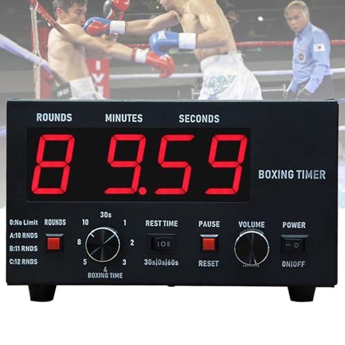 Temporizador de intervalos de boxeo de pantalla grande, temporizador profesional de gimnasio, sonido ajustable, tiempo de entrenamiento y repeticiones de ciclo, temporizador de entrenamiento Red