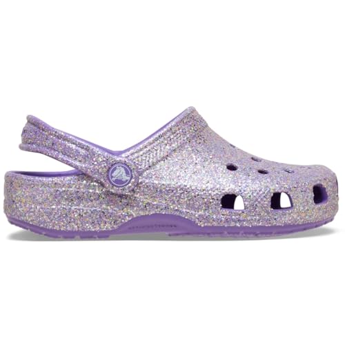 Image of Crocs Unisex Kids Classic Glitter Clogs (Little Kid /Big Kid) Purple 3 Little Kid Medium