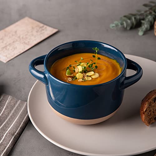 Amorarc 24 Ounces Soup Bowls With Large Handles And Lids, Stoneware Bowls Set Of 4 For Soup,Cereal,Stew,Noodle, Colourful Ceramic Kitchen Bowls, Microwave&Dishwasher Safe, Multicolor #TOP4