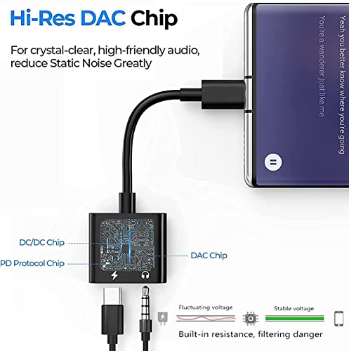 Usb C To 3.5Mm Headphone And Charger Adapter,2 In 1 Usb C To Aux Audio Jack With Pd Fast Charging Dongle Cable Cord,Compatible With Galaxy S22/S21/S20/S20+ Ultra,Note 20/10,Pixel 6/5/4/3 Xl(Black) #TOP3