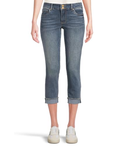 KUT from the Kloth Women's Amy Crop Straight-wstbnd Double Btn Roll Up