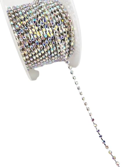 Ruban de chaîne en strass cristal couture décoration artisanat paillettes AB SS6 1m