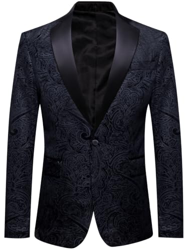 Image of Barry.Wang Velvet Mens Blazer Mardi Gras Sport Coat Brooch Regular Fit Tuxedo Peaked Lapel Suit Jacket Carnival Parade
