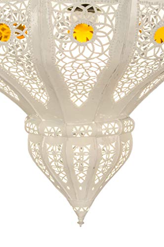 Orientalische Lampe Pendelleuchte Weiss Cal 45cm E27 Lampenfassung | Marokkanische Design Hängeleuchte Leuchte aus… – Bild 6