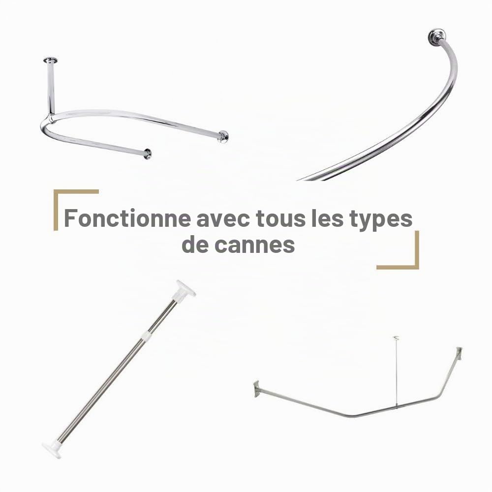 Rideau de Douche Extra Long en Tissu gaufré sans Crochet avec Doublure Amovible en Polyester 100% étanche 71" * 79"（180cm*200cm Blanc