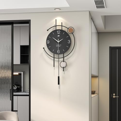 JUJUDA Large Black Wall Clock for Living Room Decor Big