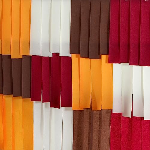 Image of Beige-Orange Brown Fall Party-Decorations Streamers - 8 Rolls Boho Neutral Autumn Baby Shower Thanksgiving Harvest Crepe Tissue Paper Streamer,Birthday Bridal Engagement Wedding Garland Decor Panduola