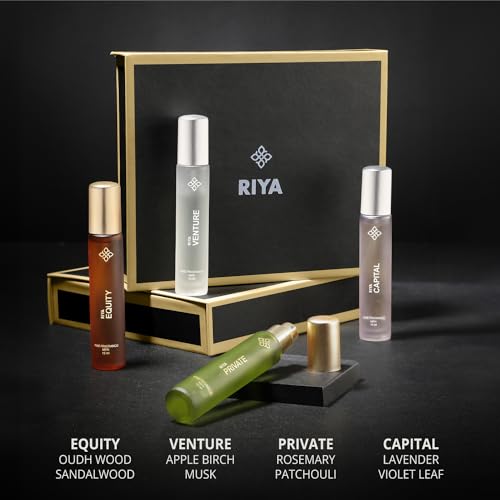 Image of Riya Gift A Memory Men Eau De Liquid Parfum Gift Set 4 X 15Ml For Men With Private, Equity, Venture, Capital | Musk, Oudh Wood | Long Lasting Edp Fragrance Set