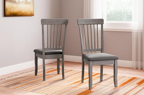 Image of Signature Design by Ashley Shullden Casual Dining Room Side Chair with Spindle Back, 2 Count, Gray