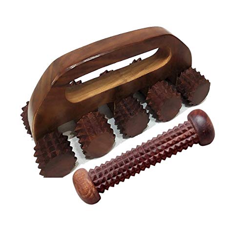 FA INDUSTRIES Wooden Rod massager (7×2) In, FREE with wooden acupressure back massager back pain relief massager multi purpose with 10 massage roller (8×3.5) In (Only Massager Manufacturering)