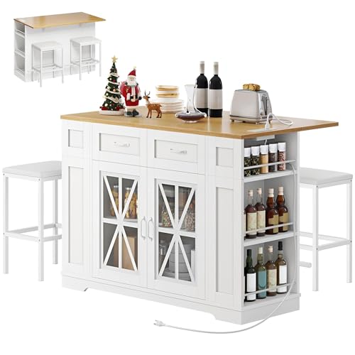 YITAHOME Kitchen Island with Seating, 47 Inch Mobile Storage Island