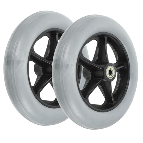 BUTIFULSIC 2pcs Wheelchair Bearings Wheelchair Front Wheels Wheelchair Wheels Replacement Drive Walker Wheels Replacement Wheels for Wheelchair Replacement Wheels for Walkers Grey Rubber