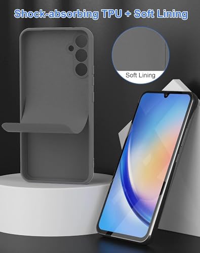 Image of DIZORO Microfiber Candy Case Compatible for Samsung A14 5G Smooth Touch Cushion Liquid Soft Silicone Gel Rubber Premium Mobile Accessories Non-Slip Full Body Protective Shockproof - New Dark Grey
